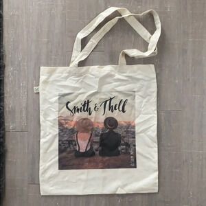 Smith & Thell Band Beige Cotton Tote Shoulder Bag